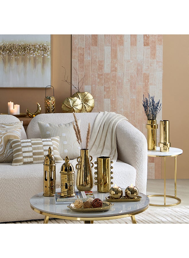 Home Box Ceramic Lantern Accent - Gold Finish - Image 4